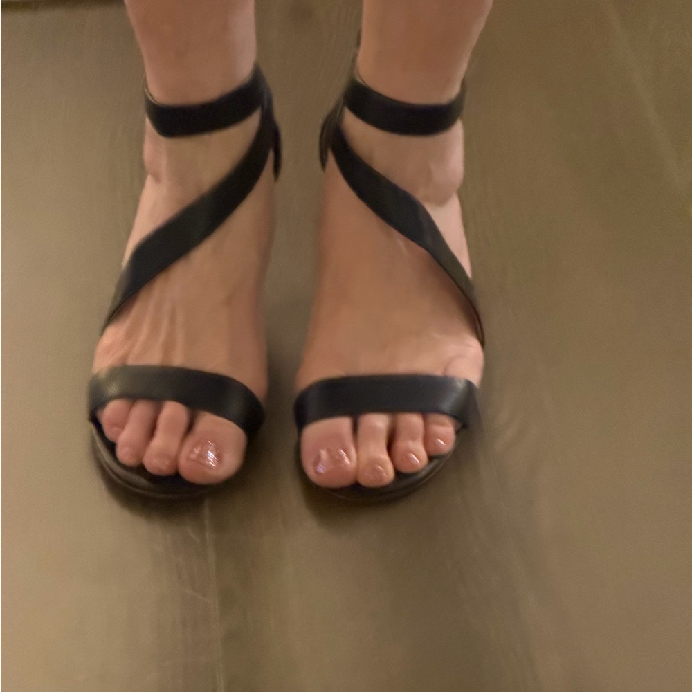 Louise et Cie Black Strappy Ankle-Wrap Heeled Sandals